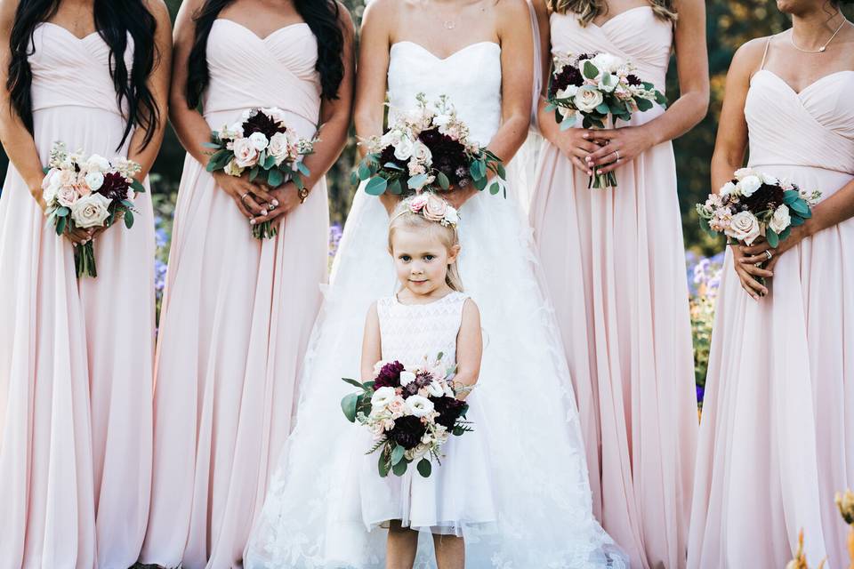 Bridesmaids and flowers