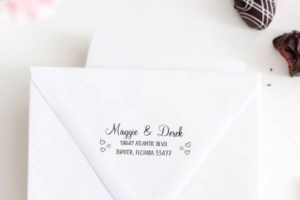 Couples hearts address stamp