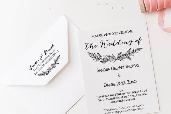 Formal Laurel Wedding Invite