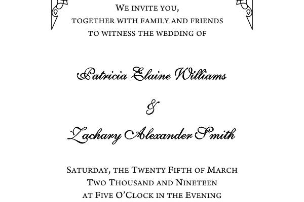 Formal invitation details