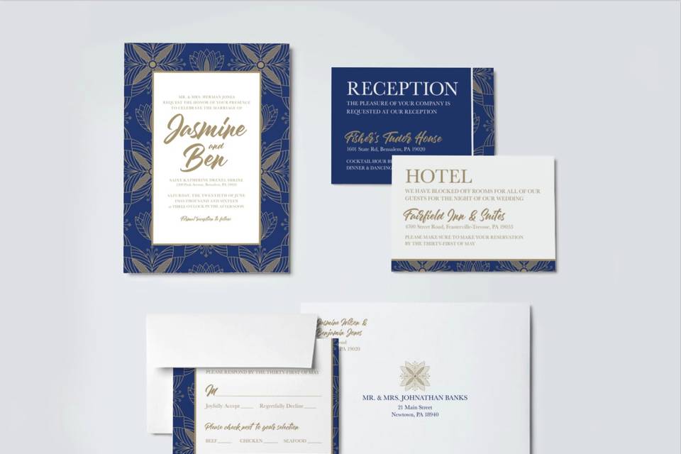 Blue Gold wedding suite