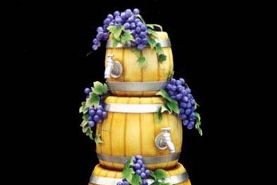 Wine barrel wedding cake