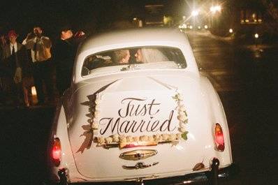 Just Married! The bride & groom's Rolls Royce getaway car