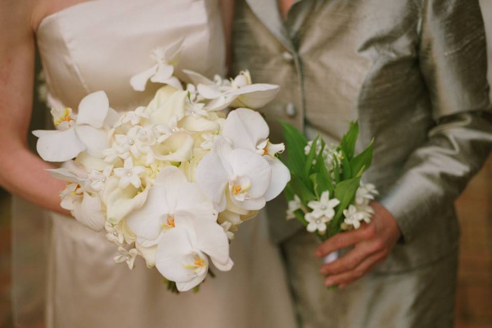 Bride and her mother's flowers