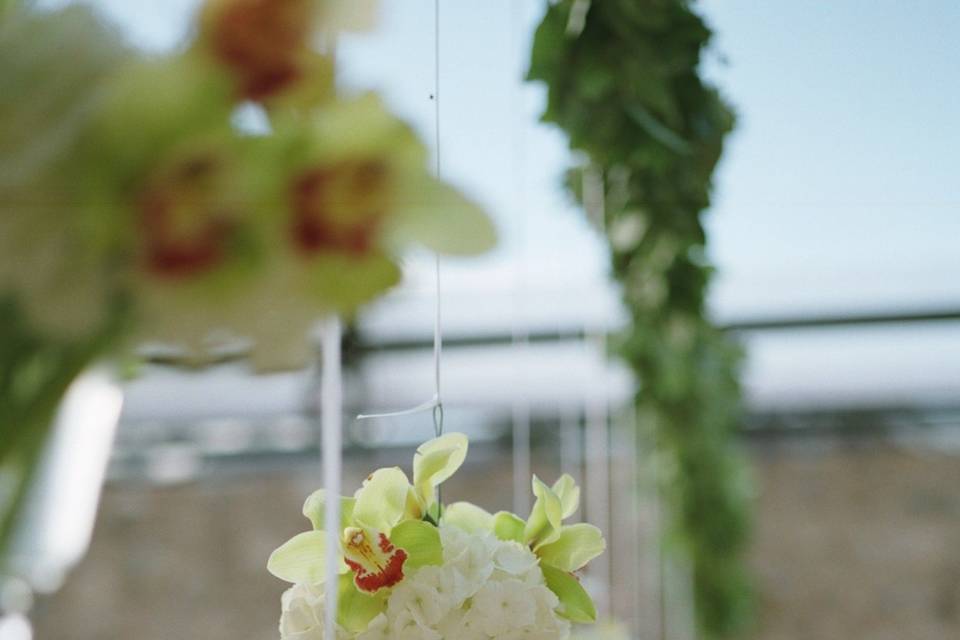Floating orchids over the ceremony