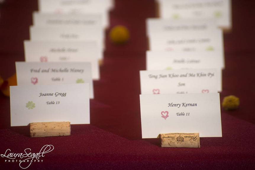 Wine cork escort card holders