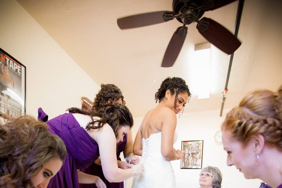 Getting the bride ready