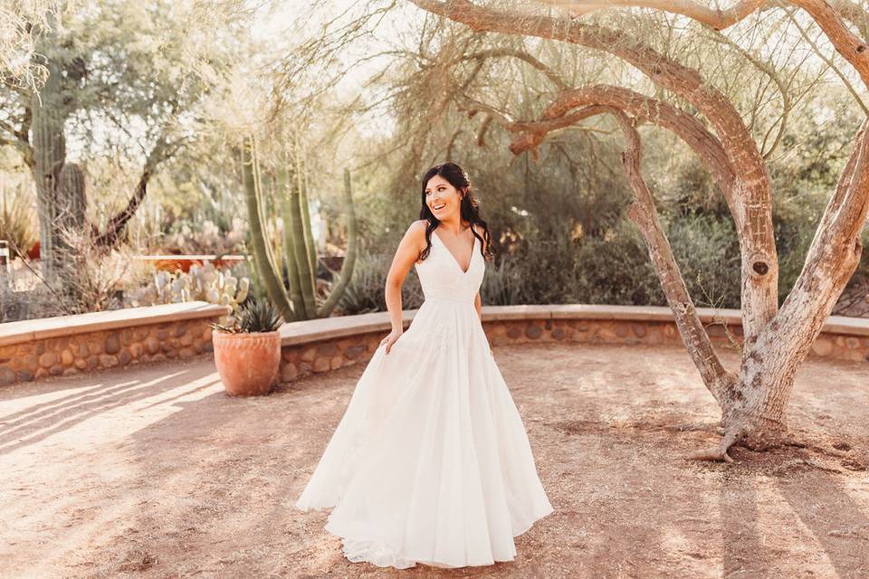 L&J bride in her dress