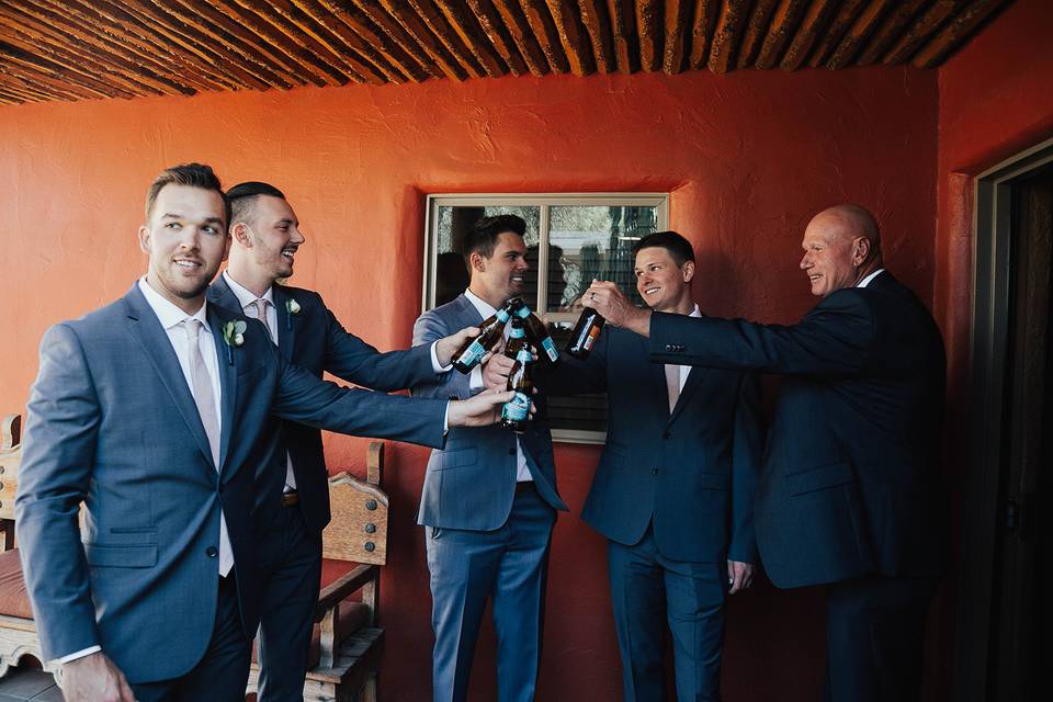 K&L groomsmen cheers