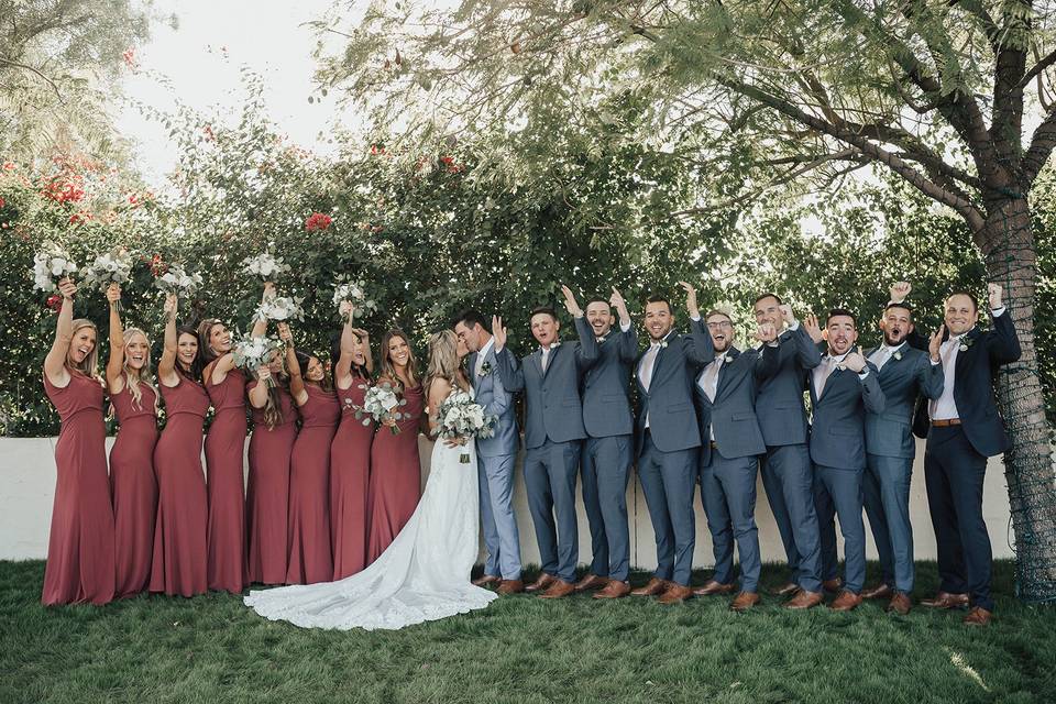 K&L groomsmen cheers