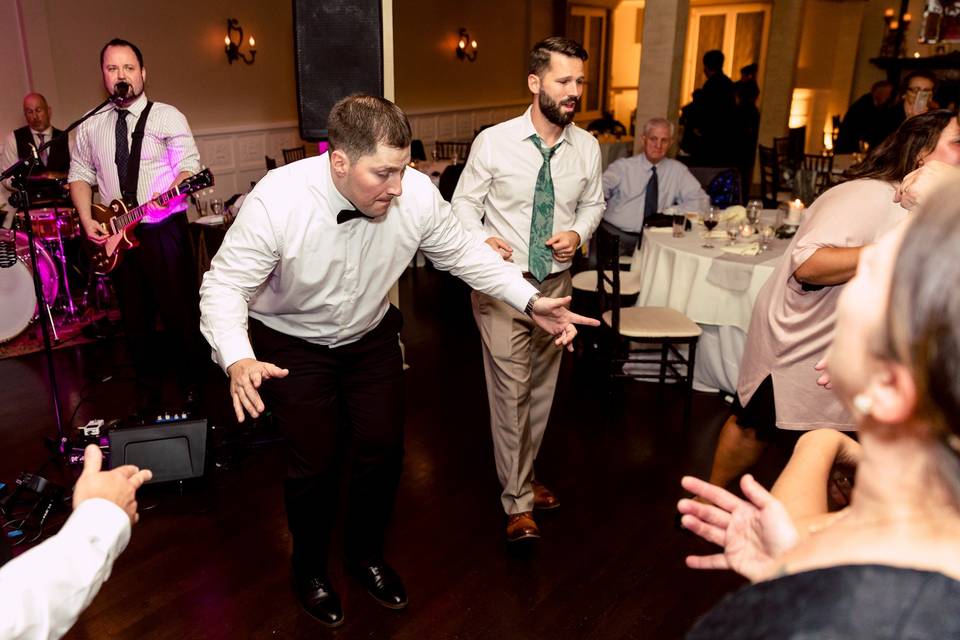 The groom having a dance off