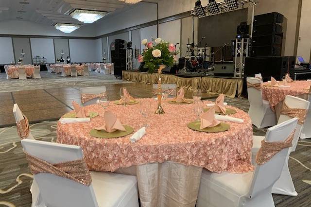 Quincenera tables and stage