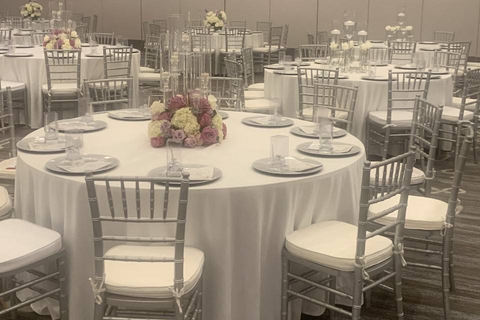 White wedding table set