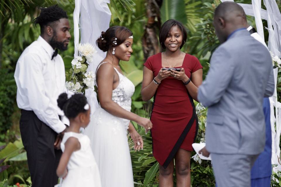 Exchanging their vows