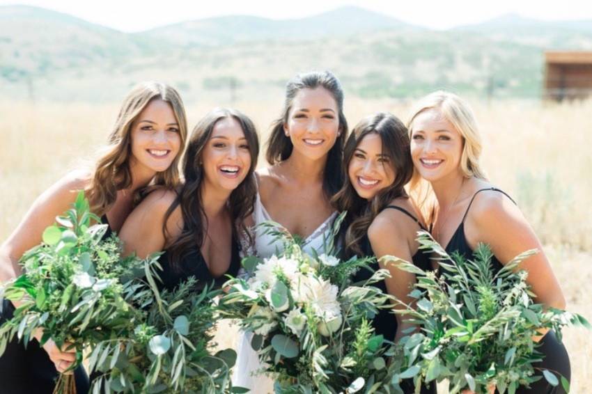 Bride with her bridesmaids