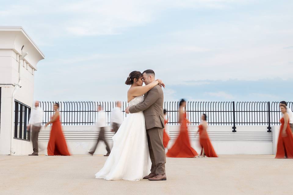 Bride and Groom rooftop photo