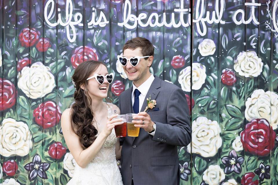 Bride and groom fun photo