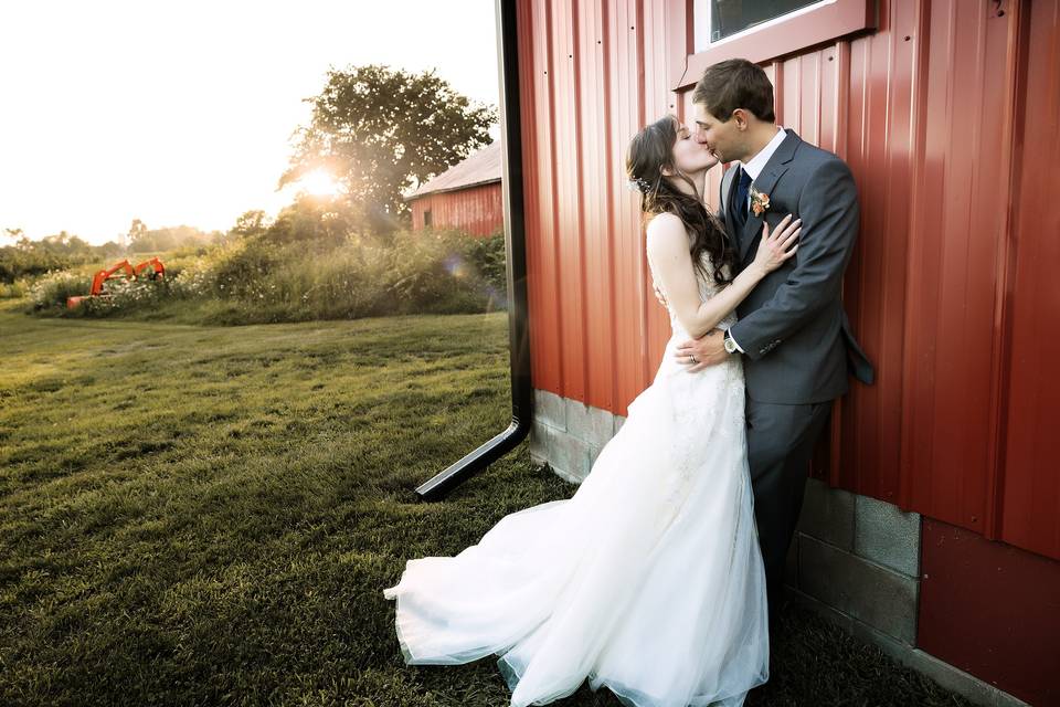 Bride and groom rustic wedding