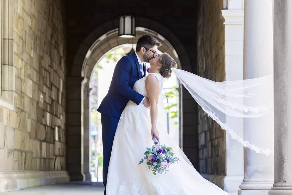 Bride and groom in Ann Arbor