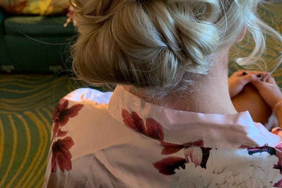 Low updo for the day of