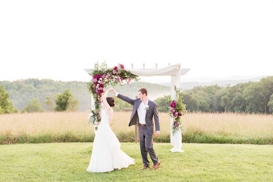 Bride and groom at the alter