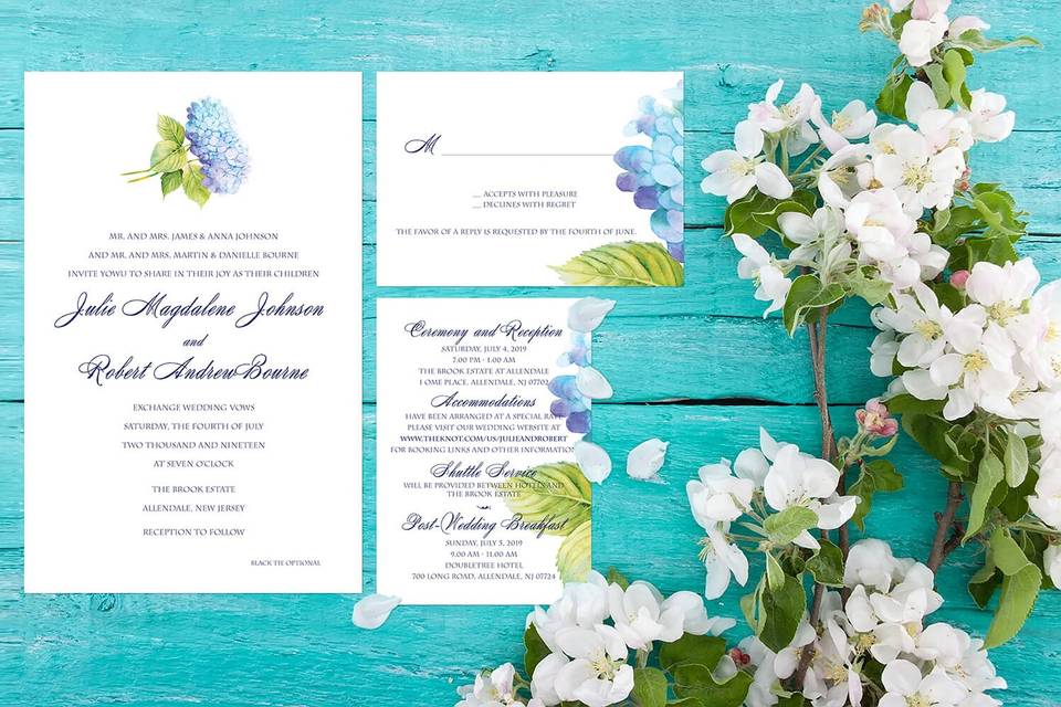 Hydrangea suite in Blue