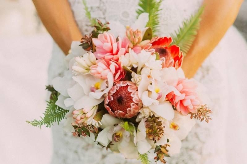 The bride holding her bouquet