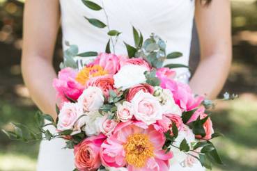 The bride holding her bouquet