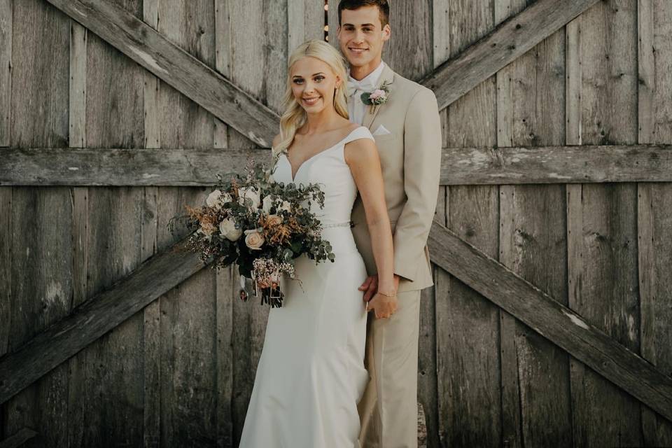 In front of the barn