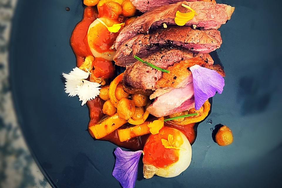 Seared Duck with Chickpea Med.