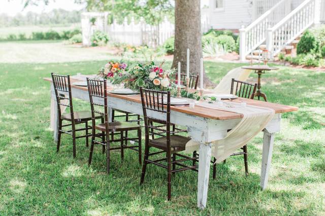 Table setup with flower centerpiece
