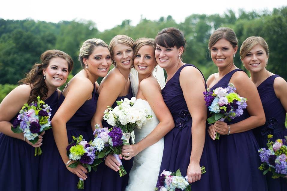 The bride with her bridesmaids