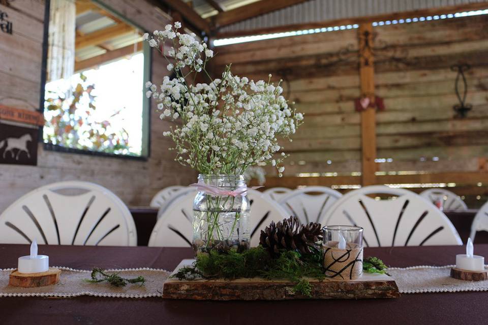 Our decor design for this barn wedding in Arcadia, FL was full of rustic elegance