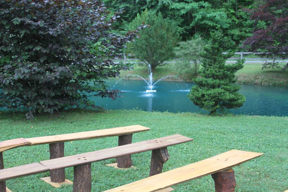 Lake with fountain