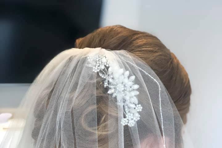 Bridal Updo w/Veil Detail