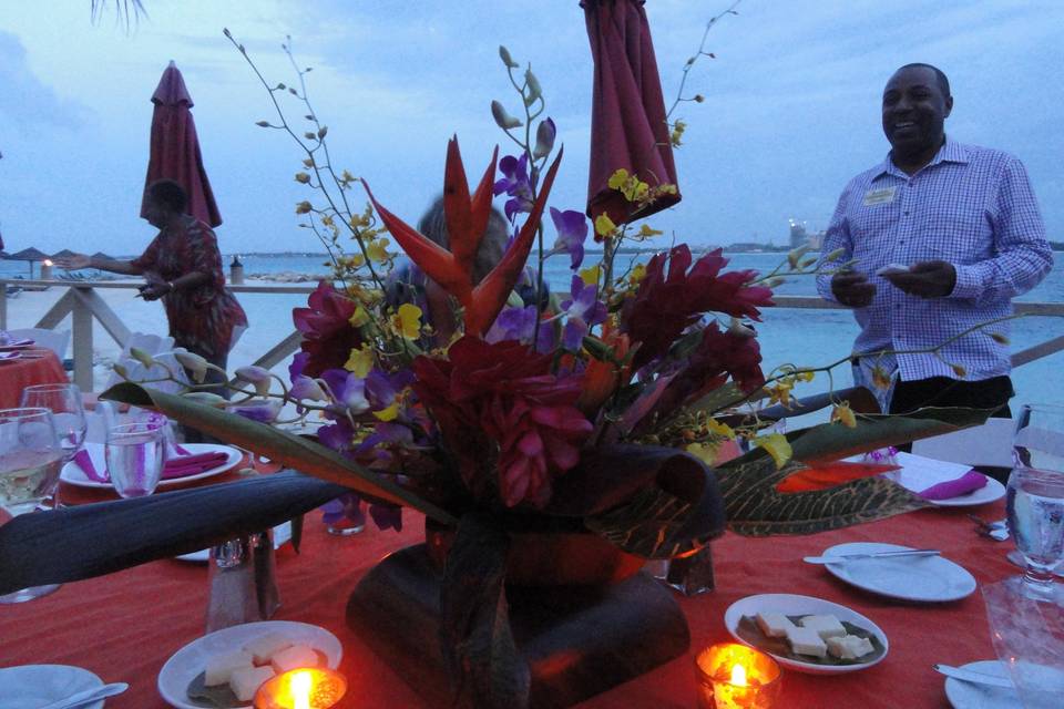 Perfect island reception on private island in the Bahamas
