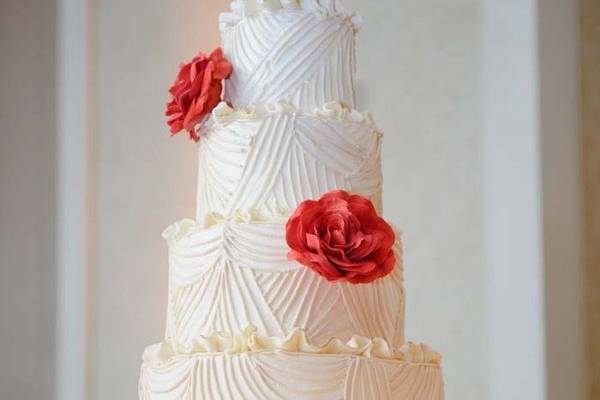 Multiple layered wedding cake