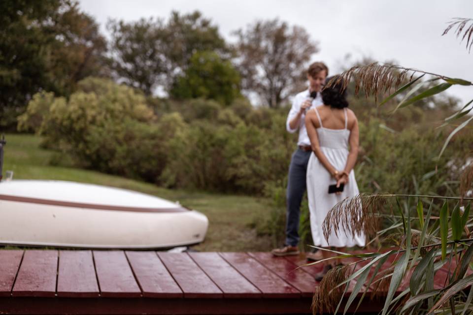 Couple say vows on a dock