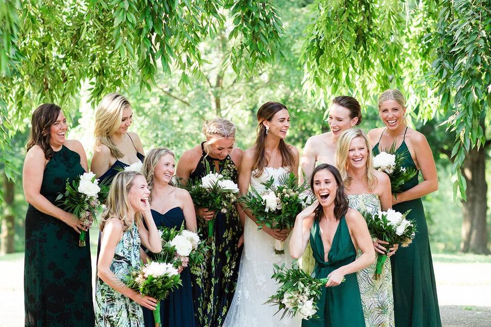 Bride and her bridesmaids