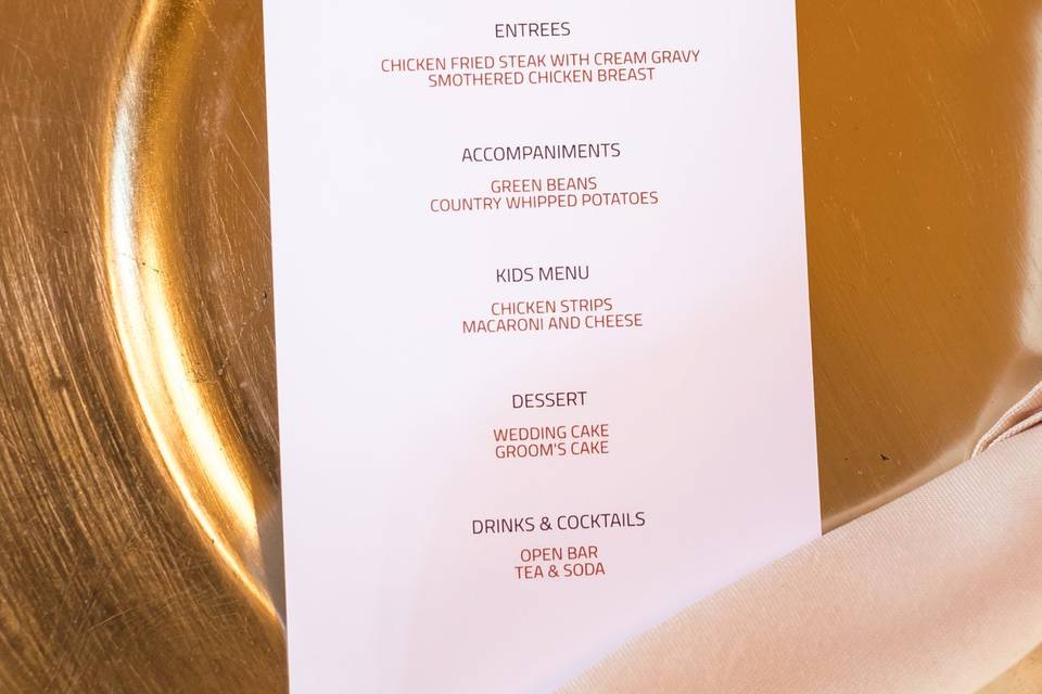 Menu detail