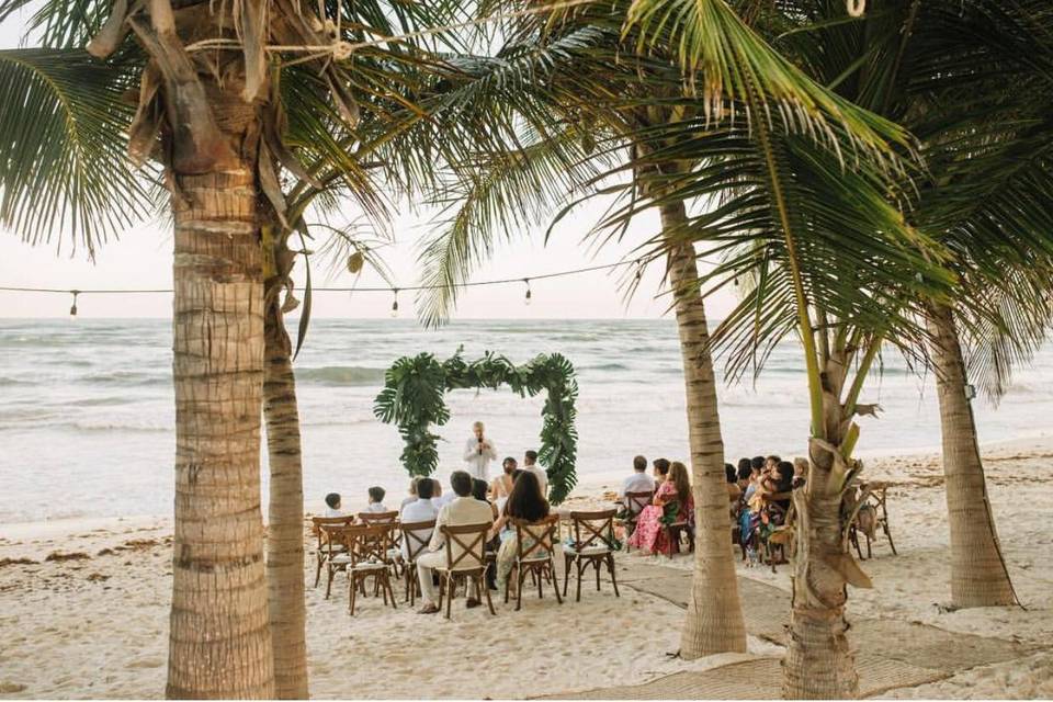 Ceremony on public beach area