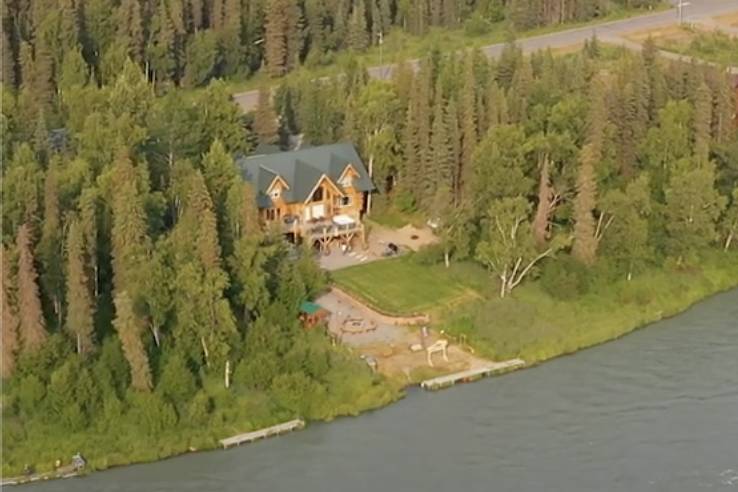 Drone shot of the lodge