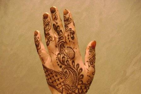 Henna design on hand.