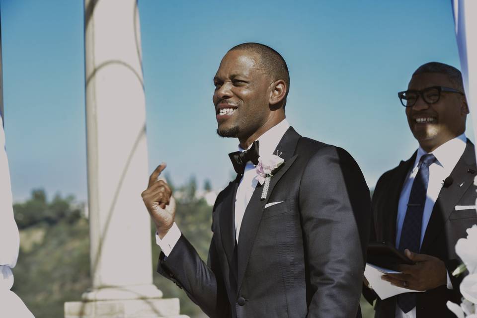 Groom excited to see bride