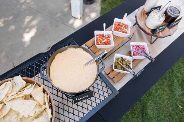 Nacho bar with toppings