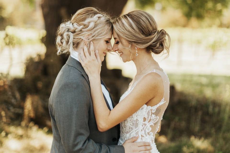 Braided updo, messy bun