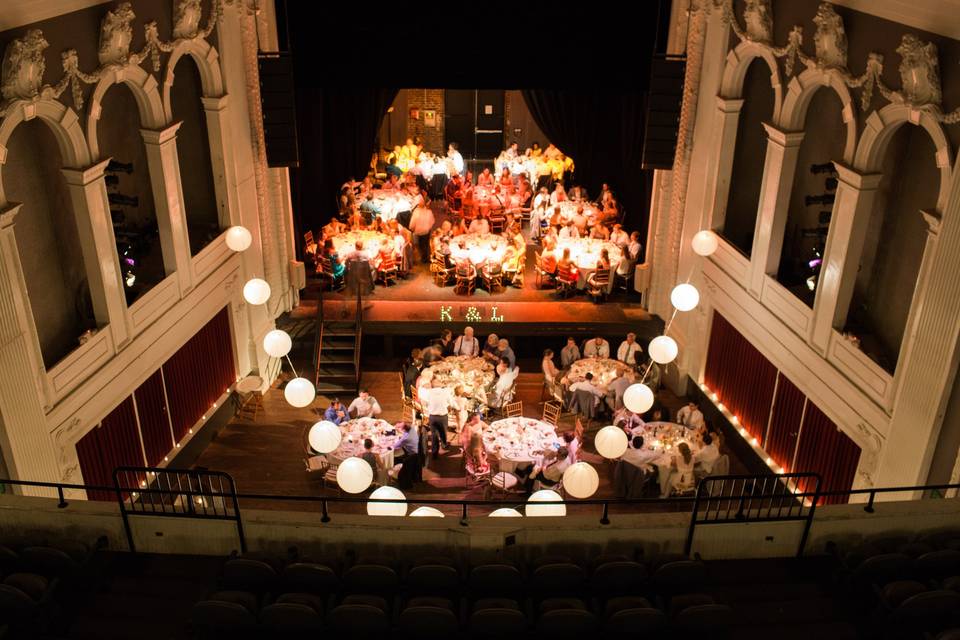 Mezzanine view of the wedding reception