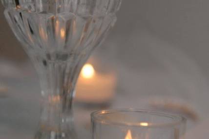 Table centerpiece with candlelit