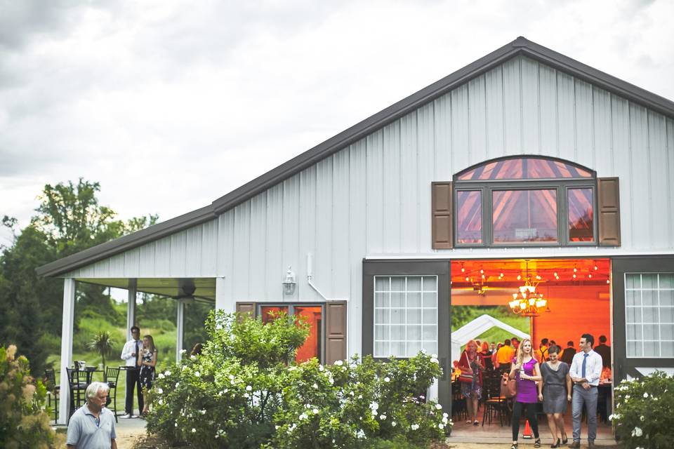 View of the White Barn Daytime