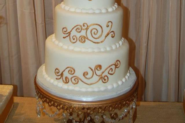 Multiple layered wedding cake